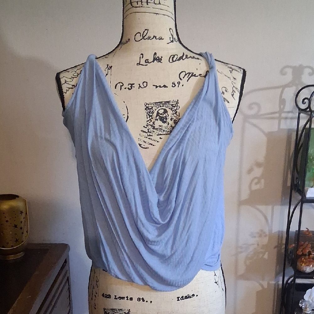Free People Light Blue Draped Women's Top Size XS